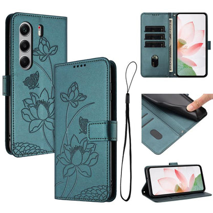 Lotus Embossed Leather Phone Case with Lanyard, For Tecno Camon 40 Pro 4G, For Tecno Camon 40 Premier, For Tecno Camon 40 4G, For Tecno Camon 40 Pro 5G, For Tecno Spark 30C 5G / Pop 9 5G, For Tecno Spark Go 1 / Go 2025 / Go 1S                          ...