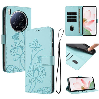 Lotus Embossed Leather Phone Case with Lanyard, For Tecno Camon 40 Pro 4G, For Tecno Camon 40 Premier, For Tecno Camon 40 4G, For Tecno Camon 40 Pro 5G, For Tecno Spark 30C 5G / Pop 9 5G, For Tecno Spark Go 1 / Go 2025 / Go 1S                          ...