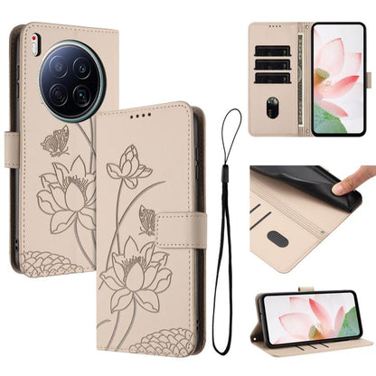 Lotus Embossed Leather Phone Case with Lanyard, For Tecno Camon 40 Pro 4G, For Tecno Camon 40 Premier, For Tecno Camon 40 4G, For Tecno Camon 40 Pro 5G, For Tecno Spark 30C 5G / Pop 9 5G, For Tecno Spark Go 1 / Go 2025 / Go 1S                          ...