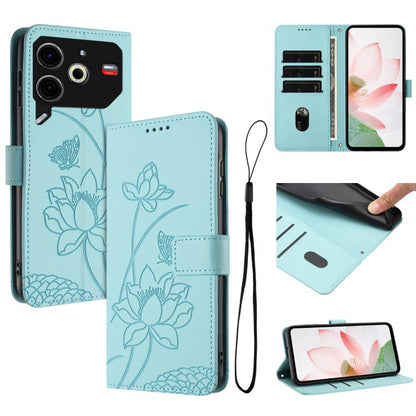 Lotus Embossed Leather Phone Case with Lanyard, For Tecno Camon 40 Pro 4G, For Tecno Camon 40 Premier, For Tecno Camon 40 4G, For Tecno Camon 40 Pro 5G, For Tecno Spark 30C 5G / Pop 9 5G, For Tecno Spark Go 1 / Go 2025 / Go 1S                          ...