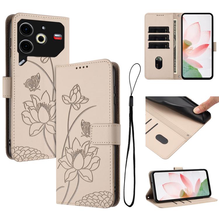 Lotus Embossed Leather Phone Case with Lanyard, For Tecno Camon 40 Pro 4G, For Tecno Camon 40 Premier, For Tecno Camon 40 4G, For Tecno Camon 40 Pro 5G, For Tecno Spark 30C 5G / Pop 9 5G, For Tecno Spark Go 1 / Go 2025 / Go 1S                          ...