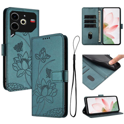 Lotus Embossed Leather Phone Case with Lanyard, For Tecno Camon 40 Pro 4G, For Tecno Camon 40 Premier, For Tecno Camon 40 4G, For Tecno Camon 40 Pro 5G, For Tecno Spark 30C 5G / Pop 9 5G, For Tecno Spark Go 1 / Go 2025 / Go 1S                          ...