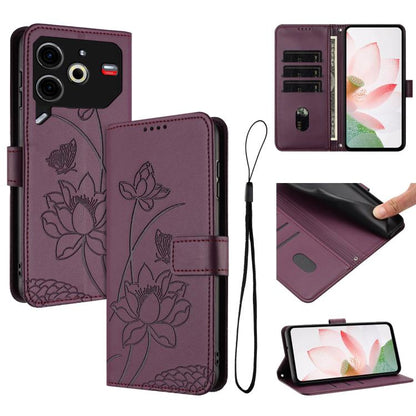 Lotus Embossed Leather Phone Case with Lanyard, For Tecno Camon 40 Pro 4G, For Tecno Camon 40 Premier, For Tecno Camon 40 4G, For Tecno Camon 40 Pro 5G, For Tecno Spark 30C 5G / Pop 9 5G, For Tecno Spark Go 1 / Go 2025 / Go 1S                          ...