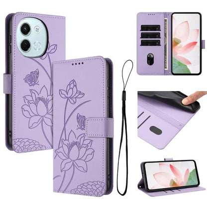 Lotus Embossed Leather Phone Case with Lanyard, For Tecno Camon 40 Pro 4G, For Tecno Camon 40 Premier, For Tecno Camon 40 4G, For Tecno Camon 40 Pro 5G, For Tecno Spark 30C 5G / Pop 9 5G, For Tecno Spark Go 1 / Go 2025 / Go 1S                          ...