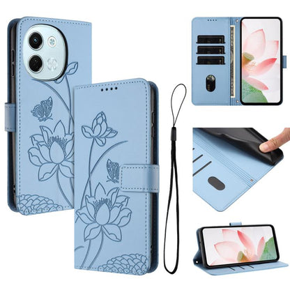 Lotus Embossed Leather Phone Case with Lanyard, For Tecno Camon 40 Pro 4G, For Tecno Camon 40 Premier, For Tecno Camon 40 4G, For Tecno Camon 40 Pro 5G, For Tecno Spark 30C 5G / Pop 9 5G, For Tecno Spark Go 1 / Go 2025 / Go 1S                          ...
