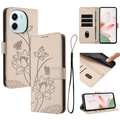 Lotus Embossed Leather Phone Case with Lanyard, For Tecno Camon 40 Pro 4G, For Tecno Camon 40 Premier, For Tecno Camon 40 4G, For Tecno Camon 40 Pro 5G, For Tecno Spark 30C 5G / Pop 9 5G, For Tecno Spark Go 1 / Go 2025 / Go 1S                          ...