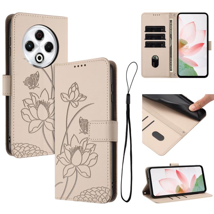 Lotus Embossed Leather Phone Case with Lanyard, For Tecno Camon 40 Pro 4G, For Tecno Camon 40 Premier, For Tecno Camon 40 4G, For Tecno Camon 40 Pro 5G, For Tecno Spark 30C 5G / Pop 9 5G, For Tecno Spark Go 1 / Go 2025 / Go 1S                          ...