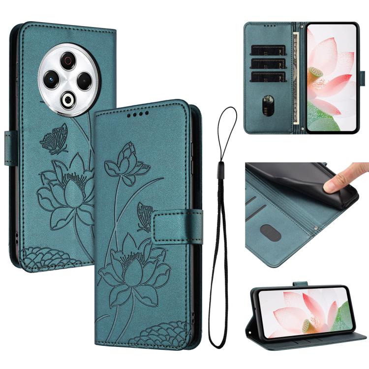 Lotus Embossed Leather Phone Case with Lanyard, For Tecno Camon 40 Pro 4G, For Tecno Camon 40 Premier, For Tecno Camon 40 4G, For Tecno Camon 40 Pro 5G, For Tecno Spark 30C 5G / Pop 9 5G, For Tecno Spark Go 1 / Go 2025 / Go 1S                          ...
