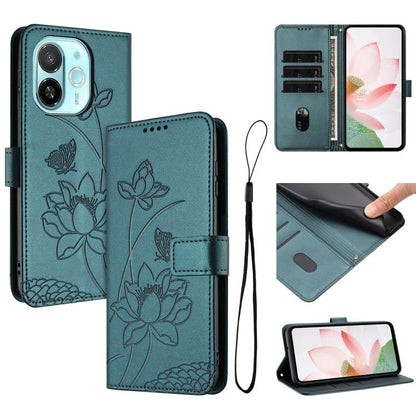 Lotus Embossed Leather Phone Case with Lanyard, For Tecno Camon 40 Pro 4G, For Tecno Camon 40 Premier, For Tecno Camon 40 4G, For Tecno Camon 40 Pro 5G, For Tecno Spark 30C 5G / Pop 9 5G, For Tecno Spark Go 1 / Go 2025 / Go 1S                          ...