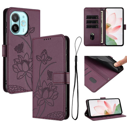 Lotus Embossed Leather Phone Case with Lanyard, For Tecno Camon 40 Pro 4G, For Tecno Camon 40 Premier, For Tecno Camon 40 4G, For Tecno Camon 40 Pro 5G, For Tecno Spark 30C 5G / Pop 9 5G, For Tecno Spark Go 1 / Go 2025 / Go 1S                          ...