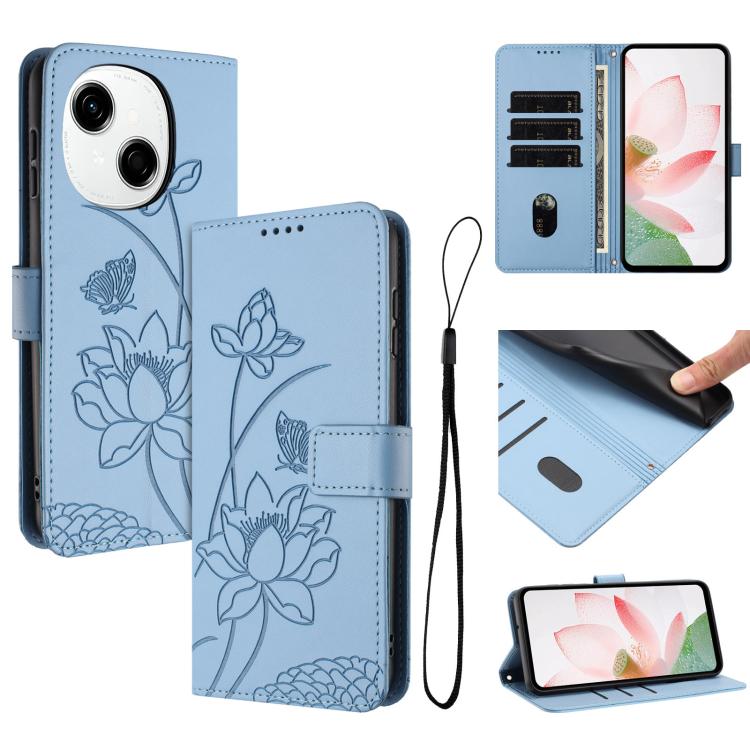 Lotus Embossed Leather Phone Case with Lanyard, For Tecno Camon 40 Pro 4G, For Tecno Camon 40 Premier, For Tecno Camon 40 4G, For Tecno Camon 40 Pro 5G, For Tecno Spark 30C 5G / Pop 9 5G, For Tecno Spark Go 1 / Go 2025 / Go 1S                          ...