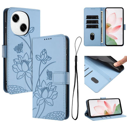 Lotus Embossed Leather Phone Case with Lanyard, For Tecno Camon 40 Pro 4G, For Tecno Camon 40 Premier, For Tecno Camon 40 4G, For Tecno Camon 40 Pro 5G, For Tecno Spark 30C 5G / Pop 9 5G, For Tecno Spark Go 1 / Go 2025 / Go 1S                          ...