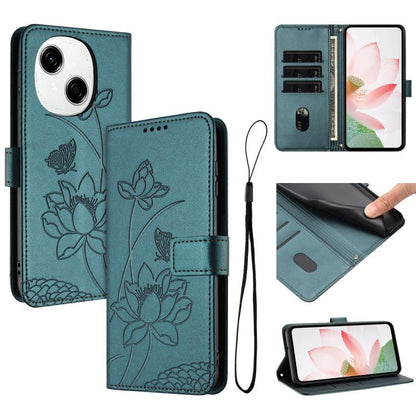Lotus Embossed Leather Phone Case with Lanyard, For Tecno Camon 40 Pro 4G, For Tecno Camon 40 Premier, For Tecno Camon 40 4G, For Tecno Camon 40 Pro 5G, For Tecno Spark 30C 5G / Pop 9 5G, For Tecno Spark Go 1 / Go 2025 / Go 1S                          ...