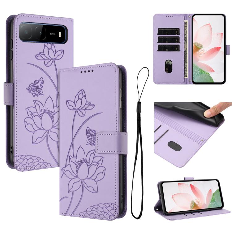 Lotus Embossed Leather Phone Case with Lanyard, For Tecno Camon 40 Pro 4G, For Tecno Camon 40 Premier, For Tecno Camon 40 4G, For Tecno Camon 40 Pro 5G, For Tecno Spark 30C 5G / Pop 9 5G, For Tecno Spark Go 1 / Go 2025 / Go 1S                          ...