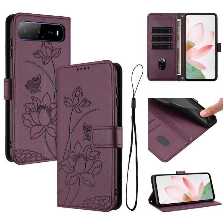 Lotus Embossed Leather Phone Case with Lanyard, For Tecno Camon 40 Pro 4G, For Tecno Camon 40 Premier, For Tecno Camon 40 4G, For Tecno Camon 40 Pro 5G, For Tecno Spark 30C 5G / Pop 9 5G, For Tecno Spark Go 1 / Go 2025 / Go 1S                          ...
