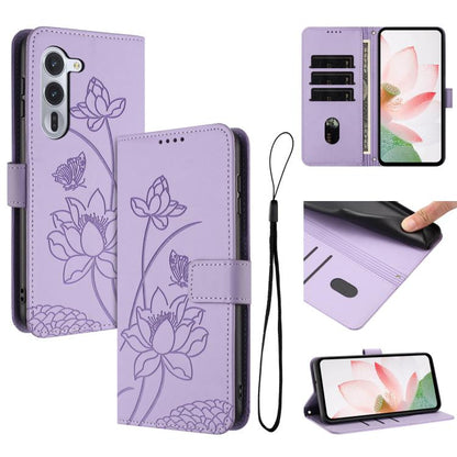Lotus Embossed Leather Phone Case with Lanyard, For Fujitsu Arrows We3 / F-52G, For Fujitsu Arrows Alpha F-51F, For Fujitsu FCNT Rakuraku F-53E, For Fujitsu Arrows We2 F-52E, For Fujitsu Arrows We2 Plus F-51E, For Fujitsu Arrows WE F-51B