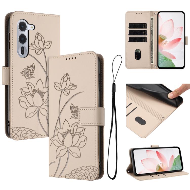 Lotus Embossed Leather Phone Case with Lanyard, For Fujitsu Arrows We3 / F-52G, For Fujitsu Arrows Alpha F-51F, For Fujitsu FCNT Rakuraku F-53E, For Fujitsu Arrows We2 F-52E, For Fujitsu Arrows We2 Plus F-51E, For Fujitsu Arrows WE F-51B