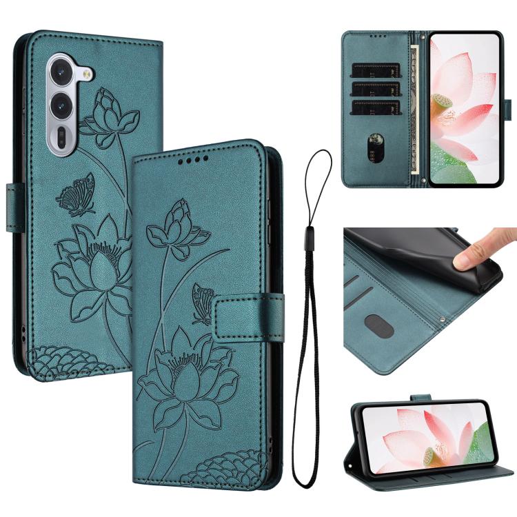 Lotus Embossed Leather Phone Case with Lanyard, For Fujitsu Arrows We3 / F-52G, For Fujitsu Arrows Alpha F-51F, For Fujitsu FCNT Rakuraku F-53E, For Fujitsu Arrows We2 F-52E, For Fujitsu Arrows We2 Plus F-51E, For Fujitsu Arrows WE F-51B