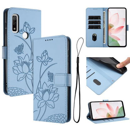Lotus Embossed Leather Phone Case with Lanyard, For Fujitsu Arrows We3 / F-52G, For Fujitsu Arrows Alpha F-51F, For Fujitsu FCNT Rakuraku F-53E, For Fujitsu Arrows We2 F-52E, For Fujitsu Arrows We2 Plus F-51E, For Fujitsu Arrows WE F-51B