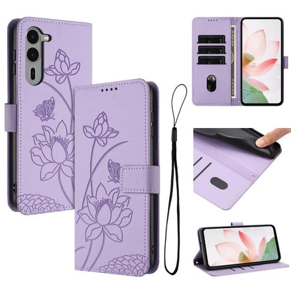 Lotus Embossed Leather Phone Case with Lanyard, For Fujitsu Arrows We3 / F-52G, For Fujitsu Arrows Alpha F-51F, For Fujitsu FCNT Rakuraku F-53E, For Fujitsu Arrows We2 F-52E, For Fujitsu Arrows We2 Plus F-51E, For Fujitsu Arrows WE F-51B