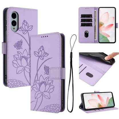 Lotus Embossed Leather Phone Case with Lanyard, For Fujitsu Arrows We3 / F-52G, For Fujitsu Arrows Alpha F-51F, For Fujitsu FCNT Rakuraku F-53E, For Fujitsu Arrows We2 F-52E, For Fujitsu Arrows We2 Plus F-51E, For Fujitsu Arrows WE F-51B