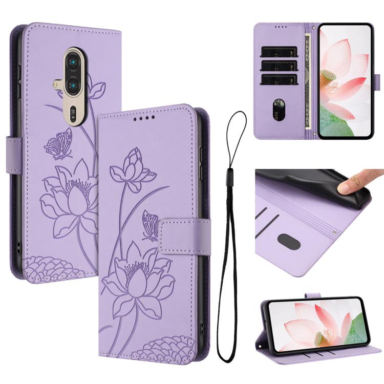 Lotus Embossed Leather Phone Case with Lanyard, For Fujitsu Arrows We3 / F-52G, For Fujitsu Arrows Alpha F-51F, For Fujitsu FCNT Rakuraku F-53E, For Fujitsu Arrows We2 F-52E, For Fujitsu Arrows We2 Plus F-51E, For Fujitsu Arrows WE F-51B