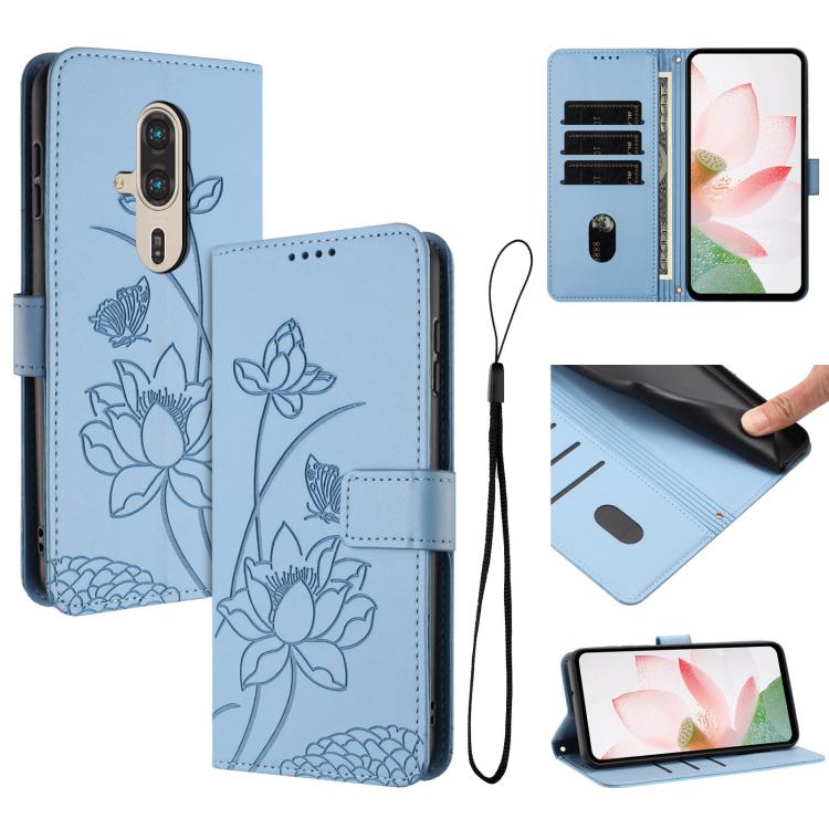 Lotus Embossed Leather Phone Case with Lanyard, For Fujitsu Arrows We3 / F-52G, For Fujitsu Arrows Alpha F-51F, For Fujitsu FCNT Rakuraku F-53E, For Fujitsu Arrows We2 F-52E, For Fujitsu Arrows We2 Plus F-51E, For Fujitsu Arrows WE F-51B