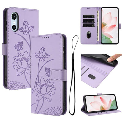 Lotus Embossed Leather Phone Case with Lanyard, For Fujitsu Arrows We3 / F-52G, For Fujitsu Arrows Alpha F-51F, For Fujitsu FCNT Rakuraku F-53E, For Fujitsu Arrows We2 F-52E, For Fujitsu Arrows We2 Plus F-51E, For Fujitsu Arrows WE F-51B