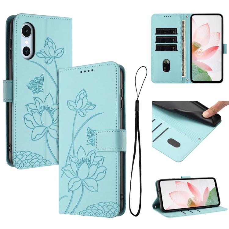 Lotus Embossed Leather Phone Case with Lanyard, For Fujitsu Arrows We3 / F-52G, For Fujitsu Arrows Alpha F-51F, For Fujitsu FCNT Rakuraku F-53E, For Fujitsu Arrows We2 F-52E, For Fujitsu Arrows We2 Plus F-51E, For Fujitsu Arrows WE F-51B