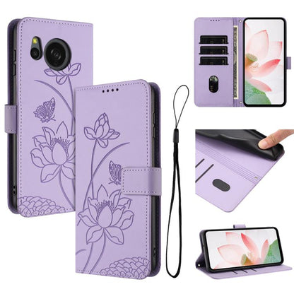Lotus Embossed Leather Phone Case with Lanyard, For Sharp Aquos wish6, For Sharp Aquos R11, For Sharp Aquos R9 / R10, For Sharp Aquos wish5, For Sharp Aquos sense9, For Sharp Aquos wish4, For Sharp Aquos sense8, For Sharp Aquos wish3