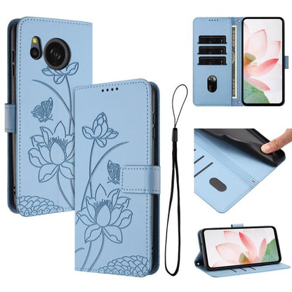 Lotus Embossed Leather Phone Case with Lanyard, For Sharp Aquos wish6, For Sharp Aquos R11, For Sharp Aquos R9 / R10, For Sharp Aquos wish5, For Sharp Aquos sense9, For Sharp Aquos wish4, For Sharp Aquos sense8, For Sharp Aquos wish3