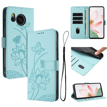 Lotus Embossed Leather Phone Case with Lanyard, For Sharp Aquos wish6, For Sharp Aquos R11, For Sharp Aquos R9 / R10, For Sharp Aquos wish5, For Sharp Aquos sense9, For Sharp Aquos wish4, For Sharp Aquos sense8, For Sharp Aquos wish3