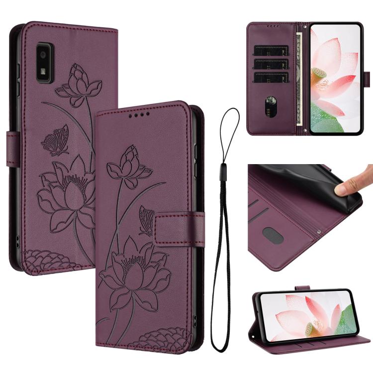 Lotus Embossed Leather Phone Case with Lanyard, For Sharp Aquos wish6, For Sharp Aquos R11, For Sharp Aquos R9 / R10, For Sharp Aquos wish5, For Sharp Aquos sense9, For Sharp Aquos wish4, For Sharp Aquos sense8, For Sharp Aquos wish3