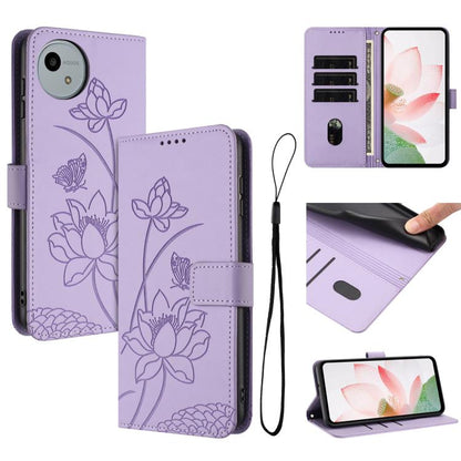 Lotus Embossed Leather Phone Case with Lanyard, For Sharp Aquos wish6, For Sharp Aquos R11, For Sharp Aquos R9 / R10, For Sharp Aquos wish5, For Sharp Aquos sense9, For Sharp Aquos wish4, For Sharp Aquos sense8, For Sharp Aquos wish3