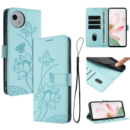 Lotus Embossed Leather Phone Case with Lanyard, For Sharp Aquos wish6, For Sharp Aquos R11, For Sharp Aquos R9 / R10, For Sharp Aquos wish5, For Sharp Aquos sense9, For Sharp Aquos wish4, For Sharp Aquos sense8, For Sharp Aquos wish3