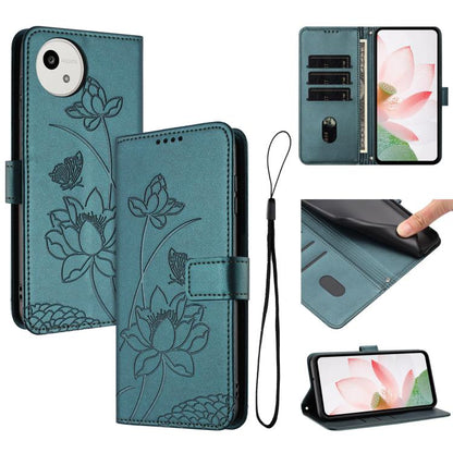 Lotus Embossed Leather Phone Case with Lanyard, For Sharp Aquos wish6, For Sharp Aquos R11, For Sharp Aquos R9 / R10, For Sharp Aquos wish5, For Sharp Aquos sense9, For Sharp Aquos wish4, For Sharp Aquos sense8, For Sharp Aquos wish3