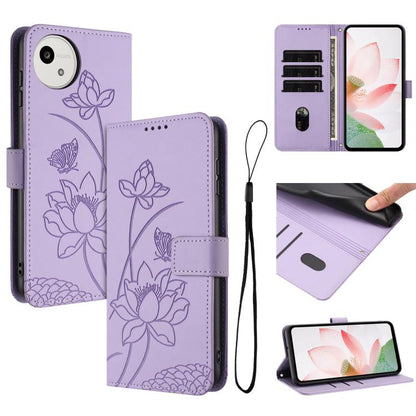 Lotus Embossed Leather Phone Case with Lanyard, For Sharp Aquos wish6, For Sharp Aquos R11, For Sharp Aquos R9 / R10, For Sharp Aquos wish5, For Sharp Aquos sense9, For Sharp Aquos wish4, For Sharp Aquos sense8, For Sharp Aquos wish3