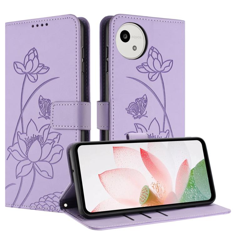 Lotus Embossed Leather Phone Case with Lanyard, For Sharp Aquos wish6, For Sharp Aquos R11, For Sharp Aquos R9 / R10, For Sharp Aquos wish5, For Sharp Aquos sense9, For Sharp Aquos wish4, For Sharp Aquos sense8, For Sharp Aquos wish3