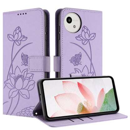 Lotus Embossed Leather Phone Case with Lanyard, For Sharp Aquos wish6, For Sharp Aquos R11, For Sharp Aquos R9 / R10, For Sharp Aquos wish5, For Sharp Aquos sense9, For Sharp Aquos wish4, For Sharp Aquos sense8, For Sharp Aquos wish3