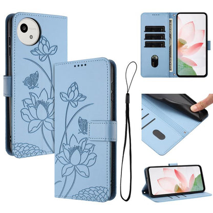 Lotus Embossed Leather Phone Case with Lanyard, For Sharp Aquos wish6, For Sharp Aquos R11, For Sharp Aquos R9 / R10, For Sharp Aquos wish5, For Sharp Aquos sense9, For Sharp Aquos wish4, For Sharp Aquos sense8, For Sharp Aquos wish3