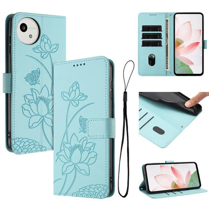 Lotus Embossed Leather Phone Case with Lanyard, For Sharp Aquos wish6, For Sharp Aquos R11, For Sharp Aquos R9 / R10, For Sharp Aquos wish5, For Sharp Aquos sense9, For Sharp Aquos wish4, For Sharp Aquos sense8, For Sharp Aquos wish3