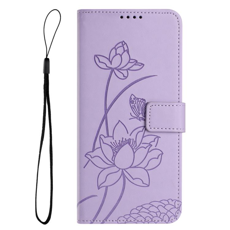 Lotus Embossed Leather Phone Case with Lanyard, For Xiaomi 13T / 13T Pro