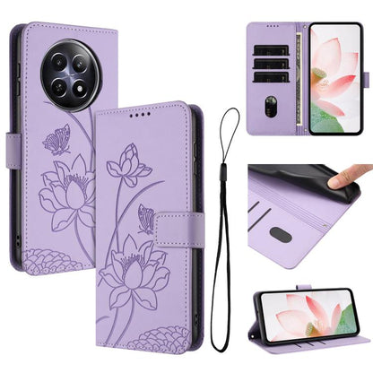 Lotus Embossed Leather Phone Case with Lanyard, For Realme 14 Pro Global, For Realme 12 5G / 13 5G / 12x 5G Global, For Realme C63 / C61 / Note 60, For Realme 13+ 5G Global, For Realme 12+ 5G / 12 4G / P1 5G Global, For Realme C67 4G Global / 12 Lite 4...