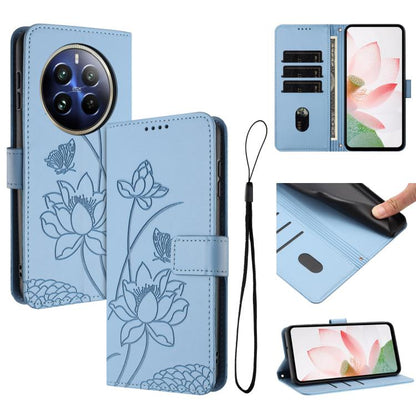Lotus Embossed Leather Phone Case with Lanyard, For Realme 14 Pro Global, For Realme 12 5G / 13 5G / 12x 5G Global, For Realme C63 / C61 / Note 60, For Realme 13+ 5G Global, For Realme 12+ 5G / 12 4G / P1 5G Global, For Realme C67 4G Global / 12 Lite 4...