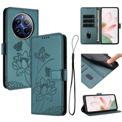 Lotus Embossed Leather Phone Case with Lanyard, For Realme 14 Pro Global, For Realme 12 5G / 13 5G / 12x 5G Global, For Realme C63 / C61 / Note 60, For Realme 13+ 5G Global, For Realme 12+ 5G / 12 4G / P1 5G Global, For Realme C67 4G Global / 12 Lite 4...