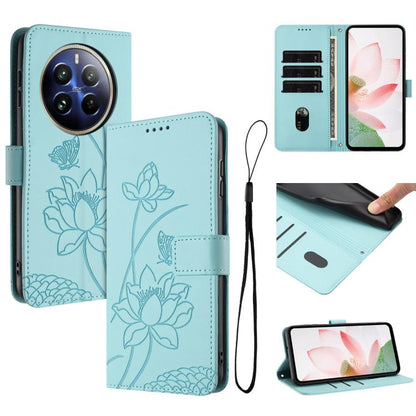 Lotus Embossed Leather Phone Case with Lanyard, For Realme 14 Pro Global, For Realme 12 5G / 13 5G / 12x 5G Global, For Realme C63 / C61 / Note 60, For Realme 13+ 5G Global, For Realme 12+ 5G / 12 4G / P1 5G Global, For Realme C67 4G Global / 12 Lite 4...