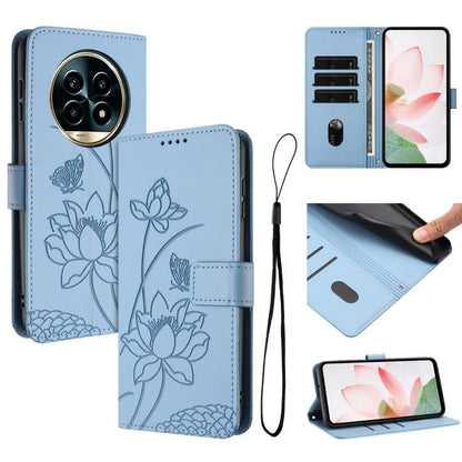 Lotus Embossed Leather Phone Case with Lanyard, For Realme 14 Pro Global, For Realme 12 5G / 13 5G / 12x 5G Global, For Realme C63 / C61 / Note 60, For Realme 13+ 5G Global, For Realme 12+ 5G / 12 4G / P1 5G Global, For Realme C67 4G Global / 12 Lite 4...