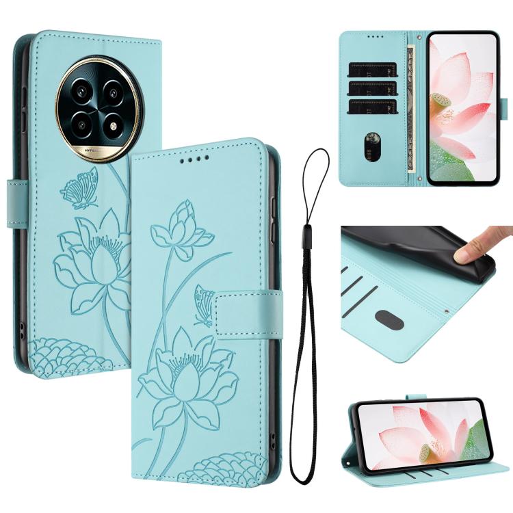 Lotus Embossed Leather Phone Case with Lanyard, For Realme 14 Pro Global, For Realme 12 5G / 13 5G / 12x 5G Global, For Realme C63 / C61 / Note 60, For Realme 13+ 5G Global, For Realme 12+ 5G / 12 4G / P1 5G Global, For Realme C67 4G Global / 12 Lite 4...