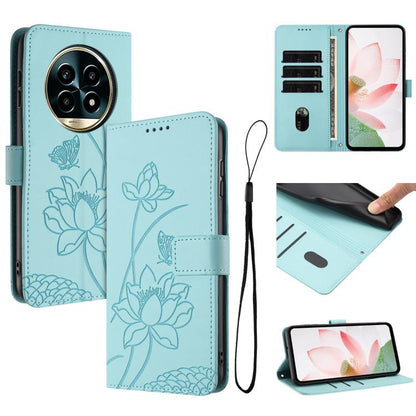 Lotus Embossed Leather Phone Case with Lanyard, For Realme 14 Pro Global, For Realme 12 5G / 13 5G / 12x 5G Global, For Realme C63 / C61 / Note 60, For Realme 13+ 5G Global, For Realme 12+ 5G / 12 4G / P1 5G Global, For Realme C67 4G Global / 12 Lite 4...