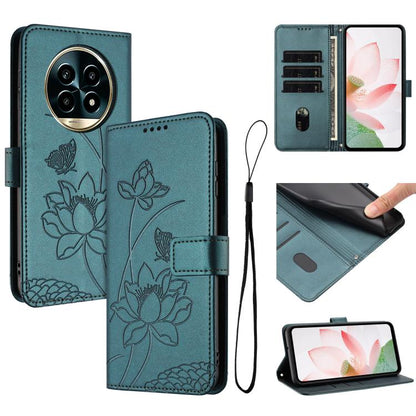 Lotus Embossed Leather Phone Case with Lanyard, For Realme 14 Pro Global, For Realme 12 5G / 13 5G / 12x 5G Global, For Realme C63 / C61 / Note 60, For Realme 13+ 5G Global, For Realme 12+ 5G / 12 4G / P1 5G Global, For Realme C67 4G Global / 12 Lite 4...